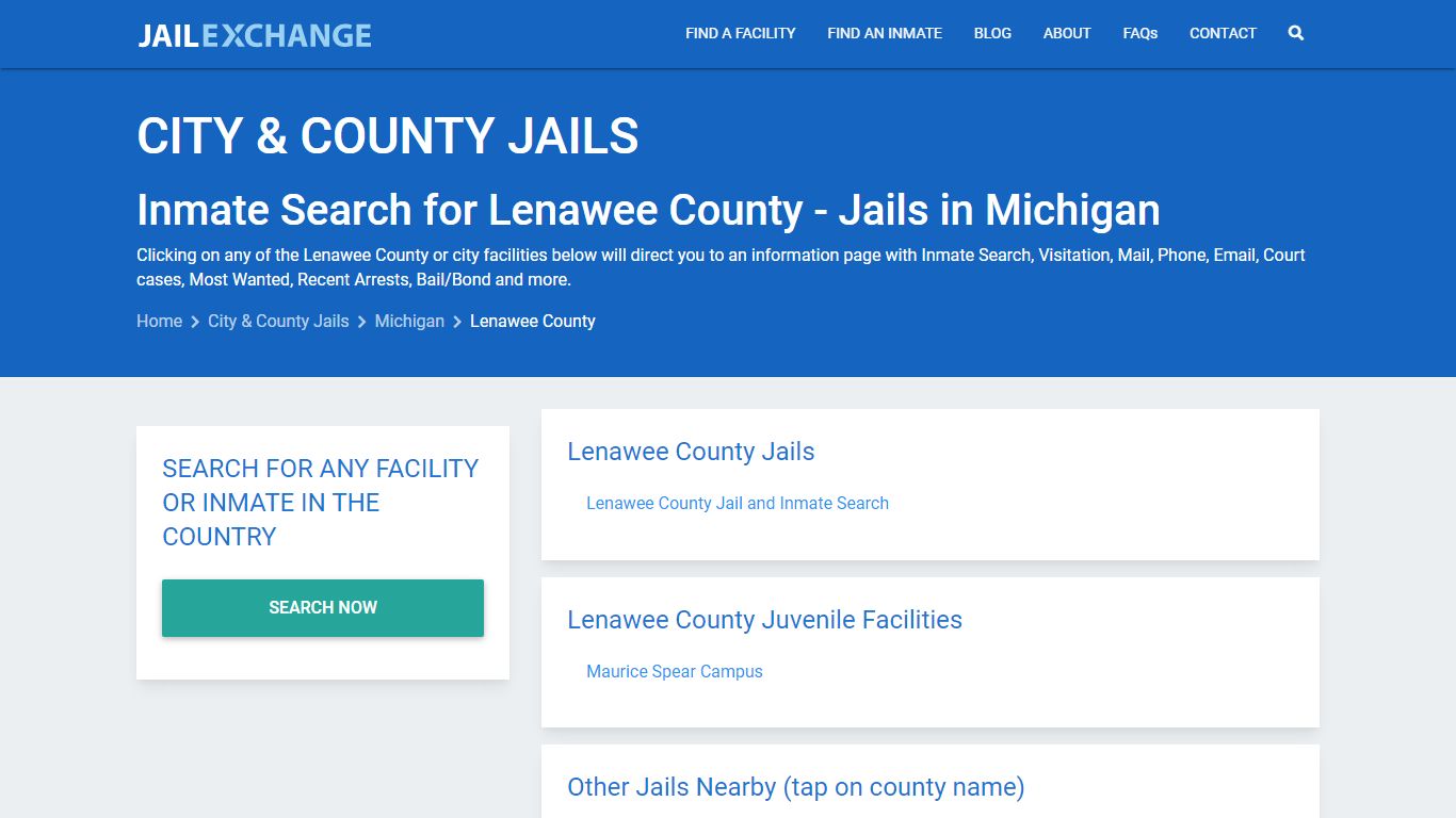 Inmate Search for Lenawee County | Jails in Michigan - Jail Exchange